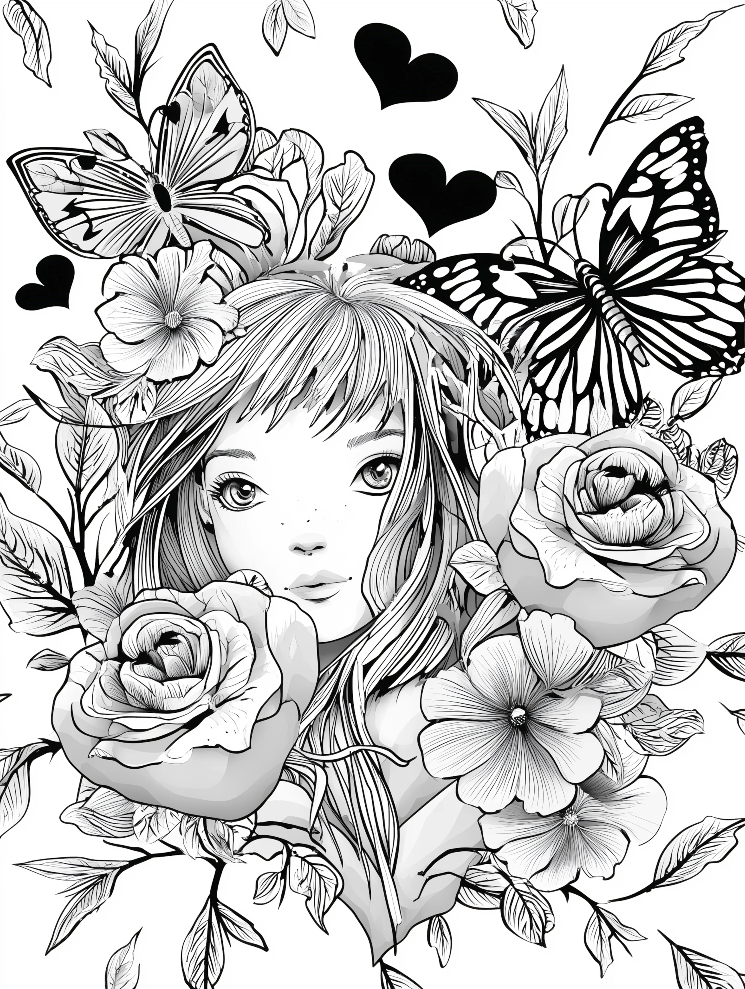 Free printable beautiful fairy coloring page featuring a peeking out fairy